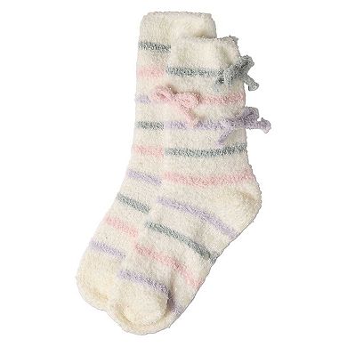 Women's Triple Bow Extra-Plush Non-Skid Cozy Crew Sock