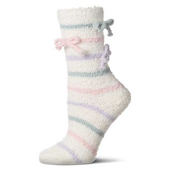Women's Triple Bow Extra-Plush Non-Skid Cozy Crew Sock