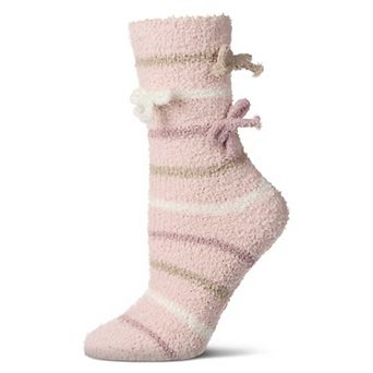 Women's Triple Bow Extra-Plush Non-Skid Cozy Crew Sock