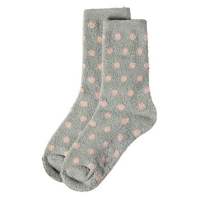 Women's Polka Dot Non-Skid Lavender Infused Crew-Length Cozy Spa Sock