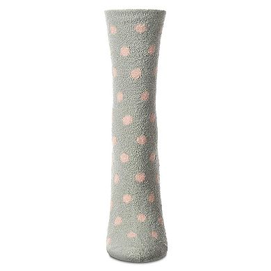 Women's Polka Dot Non-Skid Lavender Infused Crew-Length Cozy Spa Sock