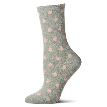 Women's Polka Dot Non-Skid Lavender Infused Crew-Length Cozy Spa Sock