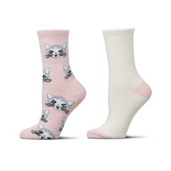 2 Pair Women's "Cats" Conversational Cozy Crew Sock