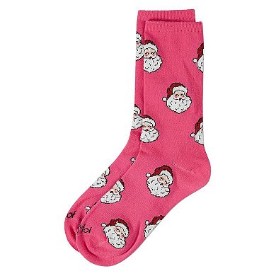 Women's "Retro Santa" Christmas Holiday Novelty Crew Sock