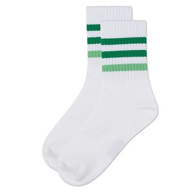 Girls' Two Tone Varsity Stripe Crew Socks