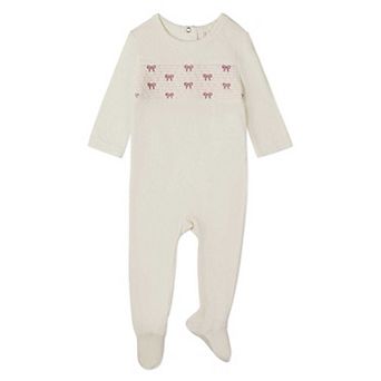 Baby and Toddler Girls Pretty Smocked and Bow-Trimmed Footie