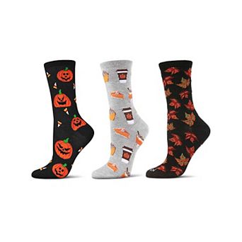 Women's 3 Pair Pack Halloween Pumpkin Crew Socks