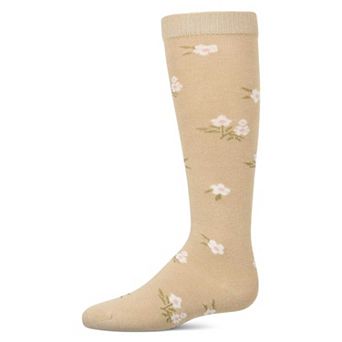 Girls Opaque Stretch Cotton "Blissful Bloom" Knee High Sock