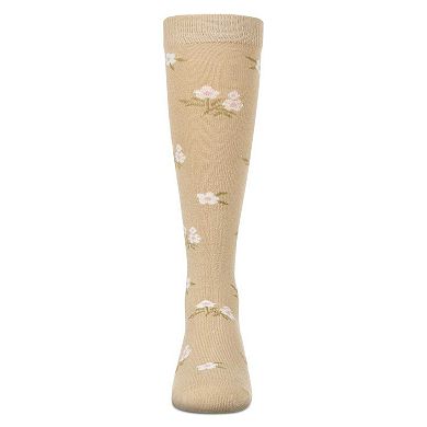 Girls Opaque Stretch Cotton "Blissful Bloom" Knee High Sock