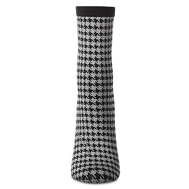 Women's Opaque Houndstooth Crew Sock
