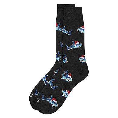 Men's "Santa Shark" Christmas Holiday Novelty Crew Sock