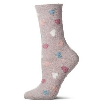 Women's "All Over Hearts" Non-Skid Lavender Infused Crew-Length Cozy Spa Sock