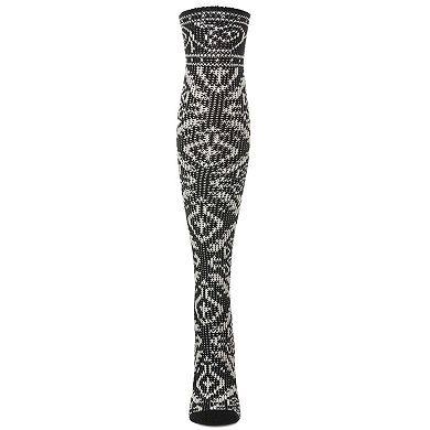 Women's Damask Acrylic and Wool Blend Over The Knee Socks