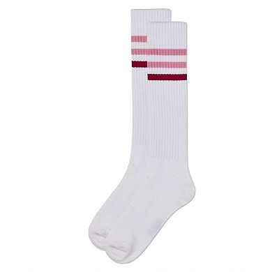 Girls' TwoTone Varsity Stripe Knee High Socks