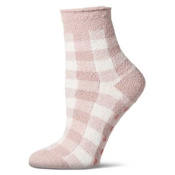 Women's Gingham Plaid Roll Top SuperSoft Cozy Crew Sock
