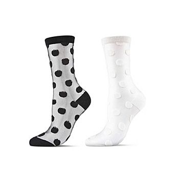 Women's 2 Pair Pack Sheer Polka Dot Crew