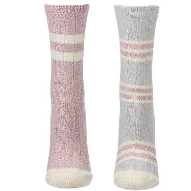 2 Pair Women's Ribbed Stripe Buttersoft Crew Socks