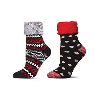 Women's 2 Pair Pack Plush Non-Skid Cabin Crew Socks