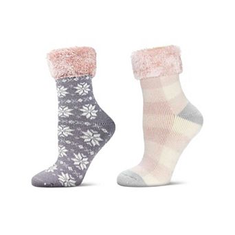 Women's 2 Pair Pack Plush Non-Skid Cabin Crew Socks