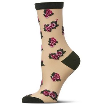 Women's Rose Sheer Crew Socks