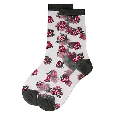 Women's Rose Sheer Crew Socks