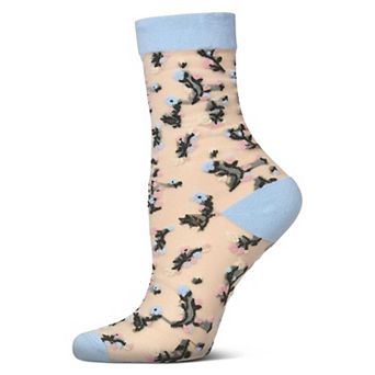 Women's Flowing Floral Sheer Crew Socks