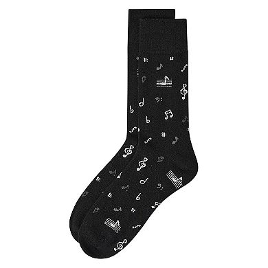 Men's "Musical Notes" Cashmere Blend Novelty Crew Sock