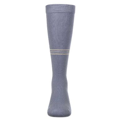 Girls Stretch Cotton Multi Stripe "M Graphic" Knee Sock