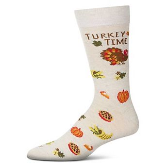 Men's "Turkey Time" Thanksgiving Holiday Novelty Crew Sock