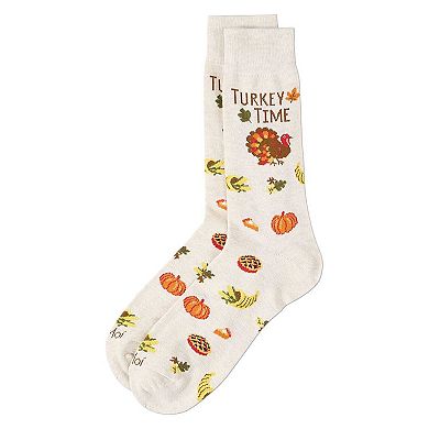 Men's "Turkey Time" Thanksgiving Holiday Novelty Crew Sock