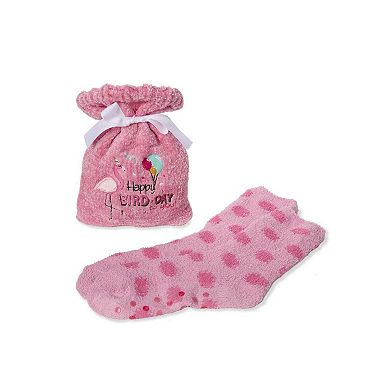 Women's "Happy Bird-Day" Cozy Sock & Gift Bag Set