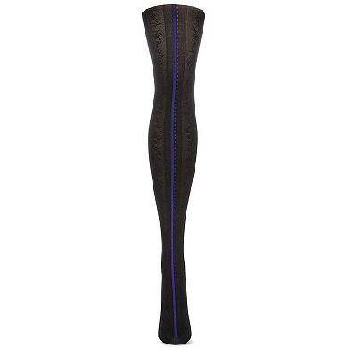Linear Fashion Cascading Vine Opaque Tights