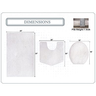 Essential Bathroom Rugs Sets Plush Bath Mat Set Quick-Dry with TPR Backing, Absorbent, Washable