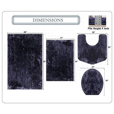 Elegance Bathroom Rugs Sets Plush Bath Mat Set Quick-Dry with TPR Backing, Absorbent, Washable