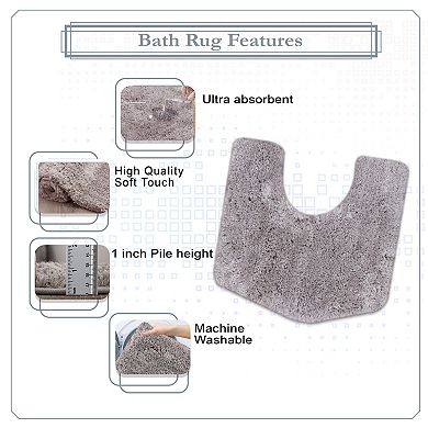Element Soft Microfiber Toilet Rug U-Shaped, Non-Slip, Machine Washable, Plush Bathroom Mat, 20x20