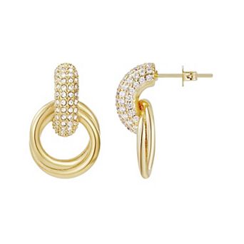 Adornia 14k Gold Flash Plated Cubic Zirconia Tarnish Resistant Doorknocker Earrings