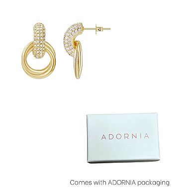 Adornia 14k Gold Flash Plated Cubic Zirconia Tarnish Resistant Doorknocker Earrings