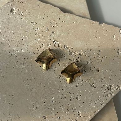 Adornia Tarnish Resistant 18k Gold Plated Wave Stud Earrings