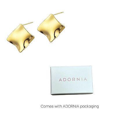 Adornia Tarnish Resistant 18k Gold Plated Wave Stud Earrings