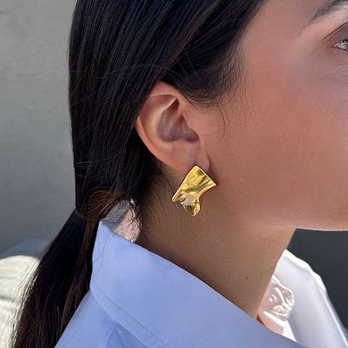 Adornia Tarnish Resistant 18k Gold Plated Wave Stud Earrings