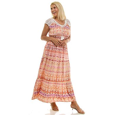 Plus Size Luxology Smocked Waist Crochet Tiered Maxi Dress