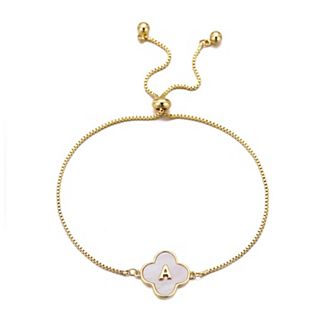 Adornia Mother of Pearl Initial Clover Bolo Bracelet