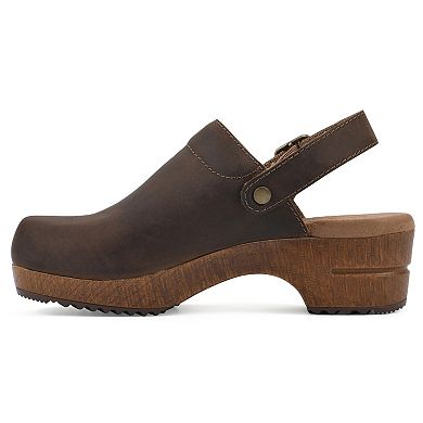 White Mark Being Women's Slingback Leather Clogs