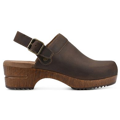 White Mark Being Women's Slingback Leather Clogs