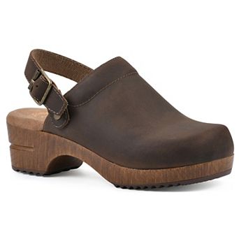 White Mountain Being Women's Slingback Leather Clogs