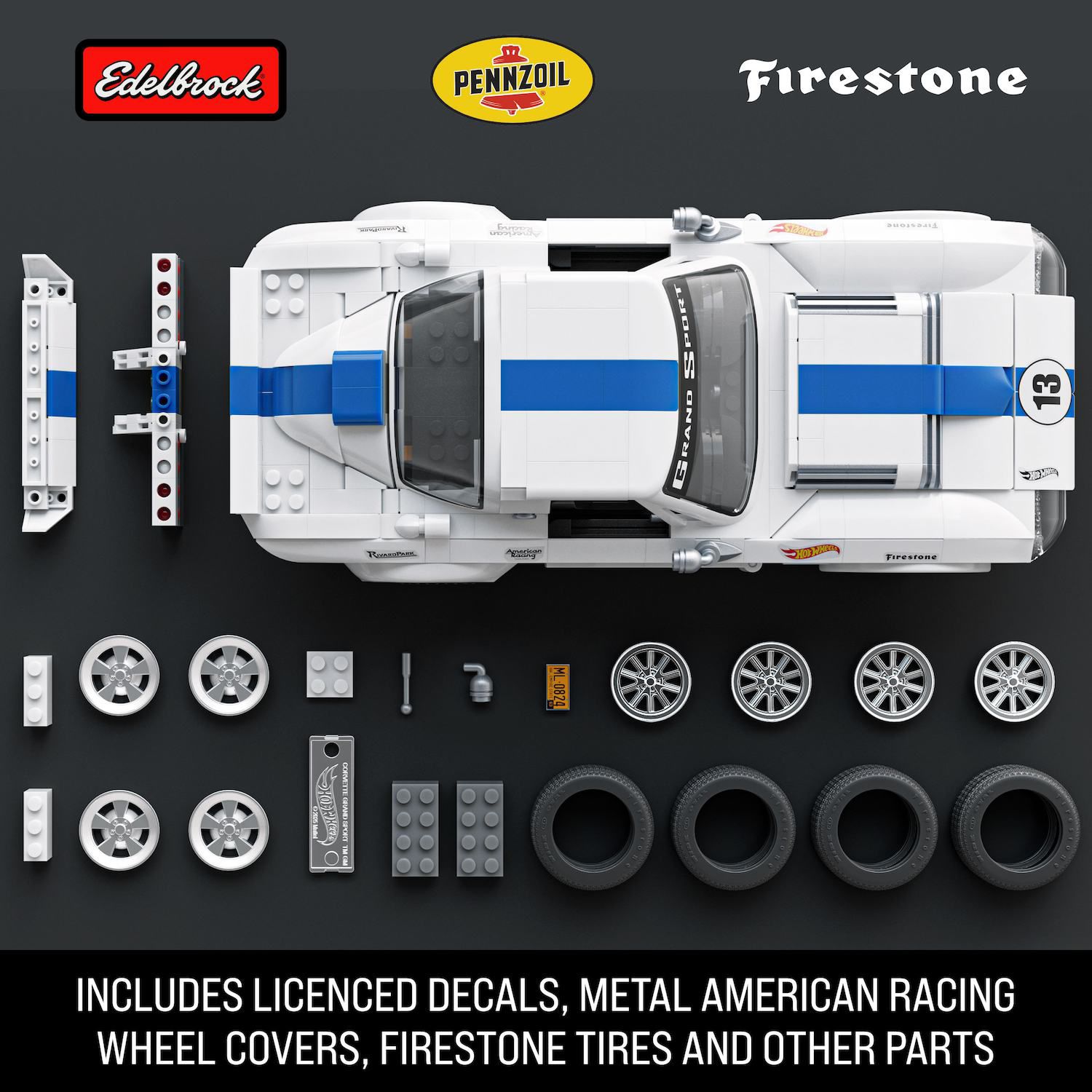 Детские конструкторы Mattel Brick Shop Hot Wheels Corvette Grand Sport Building Toy Kit (918 Pieces) for Collectors — фото 4