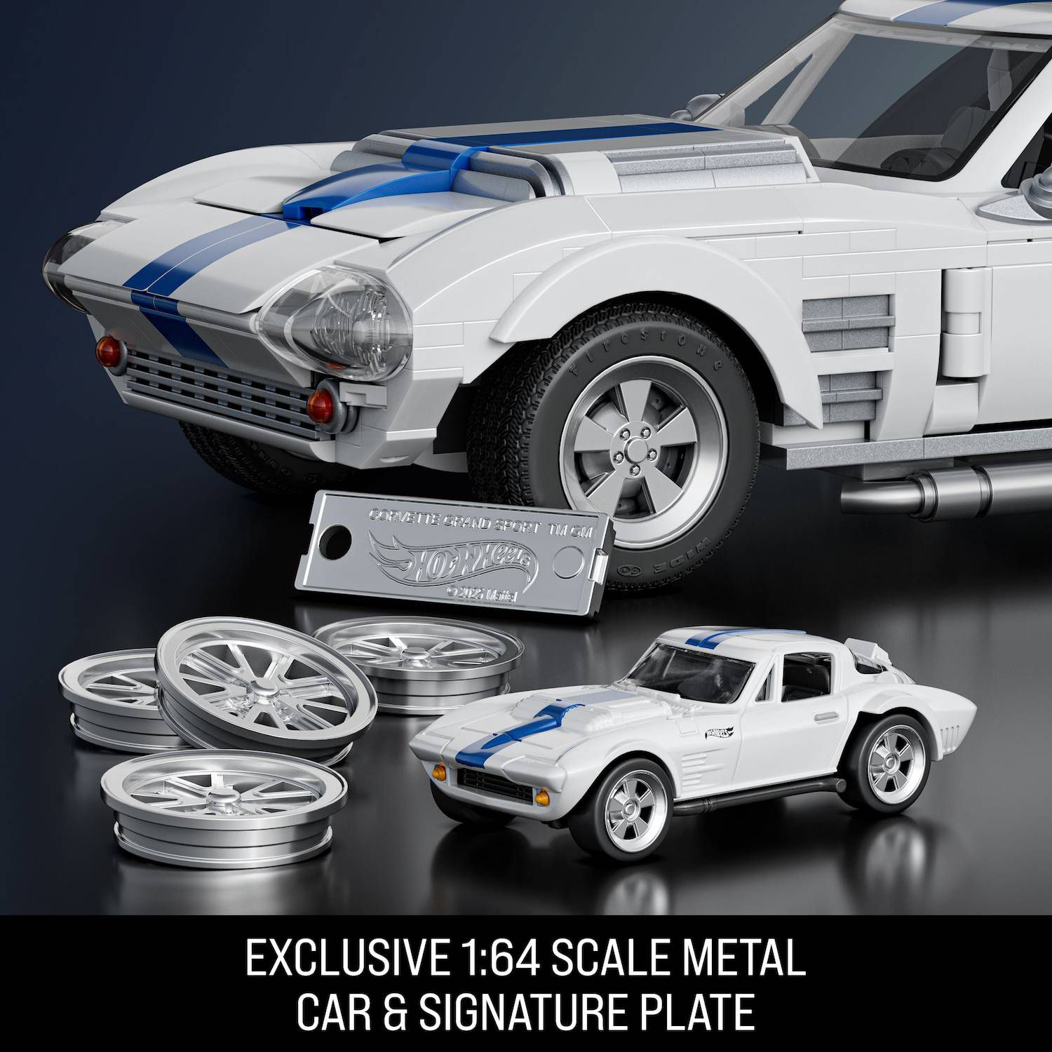Детские конструкторы Mattel Brick Shop Hot Wheels Corvette Grand Sport Building Toy Kit (918 Pieces) for Collectors — фото 5