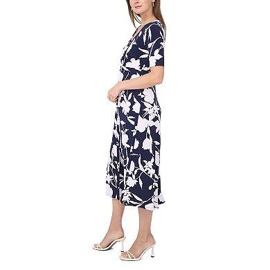 Women's MSK V-Neck Twist Front Midi Dress