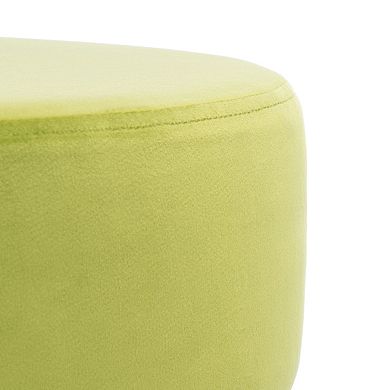 Safavieh Abrea Upholstered Round Gold Tone Leg Ottoman