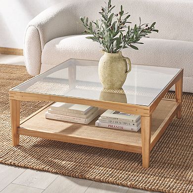 Safavieh Nicolella Glass-Top Coffee Table with Storage Shelf
